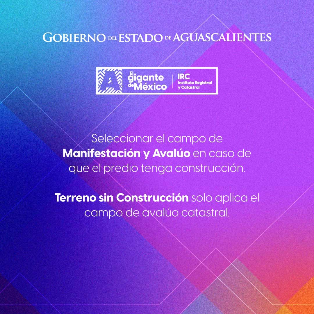 Observacion: Para Manifestación y Avalúo Catastral